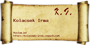 Kolacsek Irma névjegykártya
