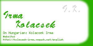 irma kolacsek business card